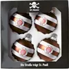 A box containing four FC St. Pauli themed Christmas ornaments. Produktbild-Vorschau