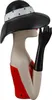 A decorative figurine of a woman wearing a black hat and a red dress. Produktbild-Vorschau