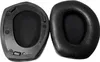 Two black ear pads for headphones are shown against a white background. One ear pad is shown from the inside, revealing the foam cushion and plastic mounting bracket. The other ear pad is shown from the outside, with its leather-like exterior. Voir les images du produit