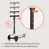 A diagram showing the adjustable handlebar heights of a children's scooter, with a close-up inset of the adjustment mechanism. Anteprima dell’immagine prodotto