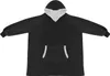 A black oversized hoodie with a light gray lining and pocket trim is laid flat against a white background. Náhled obrázku produktu