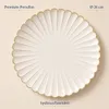 6er-Set Premium Porzellan Speiseteller Ø26 cm – Elegantes Wellendesign mit edlem Goldrand Produktbild-Vorschau