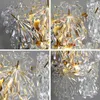 A collage of close-up shots of a gold and clear glass chandelier. Anteprima dell’immagine prodotto
