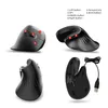 A collage of images showing different angles of a black vertical mouse, with numbered labels pointing to its features. Produktbild-Vorschau