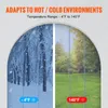 A split image showing a snowy forest on the left and a sunny green field on the right, illustrating temperature adaptability. Voir les images du produit