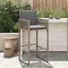 An outdoor patio scene with a bar stool, planters, and a wooden fence in the background. Produktbild-Vorschau