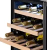 Close-up view of wine bottles stored on wooden shelves inside a wine cooler. Produktbild-Vorschau