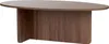 A wooden coffee table with an oval top and a solid base. Anteprima dell’immagine prodotto