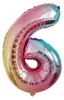 Folienballon Zahl 6, ca. 80 cm, regenbogenfarben Produktbild-Vorschau 1
