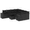 9-tlg. Garten-Sofagarnitur mit Kissen Schwarz Poly Rattan Produktbild-Vorschau 1