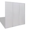 A white shower wall with three translucent panels, shown from a diagonal angle. Produktbild-Vorschau