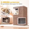 PawHut 3-stöckig Katzentonne für drinnen, halbgeschlossene Produktbild-Vorschau 4
