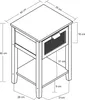 A technical drawing of a nightstand with dimensions indicated. Produktbild-Vorschau