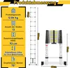 Product dimensions and specifications displayed on a yellow background with images of a ladder. Anteprima dell’immagine prodotto