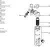 An exploded diagram of a Syr Duo 2314 DFR Rückspülfilter with a pressure reducer, showing individual components and their part numbers. Anteprima dell’immagine prodotto