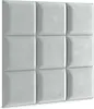 A wall paneling made of square, upholstered sections in a light gray color. Anteprima dell’immagine prodotto