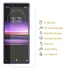 A screen protector is shown next to a smartphone, with feature icons and text on the right side. Produktbild-Vorschau