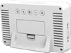 The back of a white digital alarm clock with a kickstand. Produktbild-Vorschau