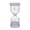 A clear studio shot of a 5-minute hourglass timer. Voir les images du produit