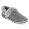 A single gray slipper with faux fur trim is shown against a white background. Produktbild-Vorschau