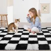 Tappeto a pelo lungo, motivo a scacchi, nero e bianco, Anteprima dell’immagine prodotto 8
