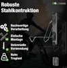 A cyclist is shown in silhouette, with a bicycle wall mount highlighted with text features. Produktbild-Vorschau