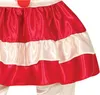 Close-up of a ruffled skirt with alternating red and white layers. Produktbild-Vorschau