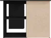 A black and beige cabinet with open shelves and a sliding door. Produktbild-Vorschau
