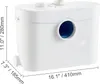 A white wastewater pump with dimensions indicated by measurement lines and text. Voir les images du produit