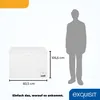 A chest freezer is shown next to a silhouette of a person to indicate its size. Dimensions are provided. Produktbild-Vorschau