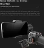 A close-up shot of a smartphone gimbal stabilizer with a smartphone attached, set against a dark background with marketing text. Produktbild-Vorschau