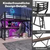 Lit mezzanine 90x200 cm avec éclairage LED, bureau, Voir les images du produit 3