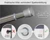 Close-up of a telescopic rod, likely for a shower curtain or similar, with callouts highlighting its features. Produktbild-Vorschau