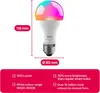 A smart LED light bulb with dimensions and features highlighted. Produktbild-Vorschau