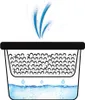 An illustration showing a moisture absorber with water droplets falling into a container of water. Anteprima dell’immagine prodotto