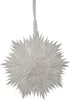 A white paper star ornament hangs from a ribbon against a white background. Podgląd zdjęcia produktu