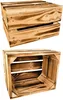 Two wooden crates are stacked on top of each other, with a third crate shown from the front. Produktbild-Vorschau