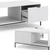 Two white coffee tables with ribbed drawer fronts are shown against a white background. One table is in the foreground, and the other is in the background, slightly angled. Voir les images du produit