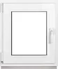 A white PVC window frame with a clear glass pane, shown from the front. Anteprima dell’immagine prodotto