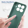 A hand is touching a green smartphone case, with fluffy white material in the background. Produktbild-Vorschau