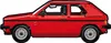 Side view of a red toy car model. Náhled obrázku produktu