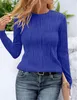 ASKSA T-shirt femme col rond plissé Manches longues Basic Voir les images du produit 2