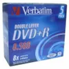 Verbatim VB-DPD55JC, DVD+R DL, 120 mm, Tenký obal, 5 kusov, Náhľad obrázku produktu 5