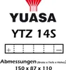 YUASA wartungsfreie Batterie werksseitig aktiviert - YTZ14S Produktbild-Vorschau 4