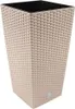 A tall, square planter with a woven texture. Náhled obrázku produktu