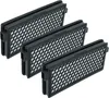 Three identical black vacuum cleaner filters arranged diagonally. Produktbild-Vorschau
