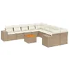 Beige 11-tlg. Garten-Sofagarnitur mit Kissen Beige Poly Produktbild-Vorschau 2