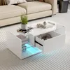 ProximaX Moderner Couchtisch in Weiß mit LED-Beleuchtung Produktbild-Vorschau 4