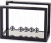 A Newton's cradle with five silver balls suspended in a black frame with a mirrored base. Náhľad obrázku produktu