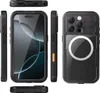 Multiple views of a black iPhone case with a MagSafe ring on the back. Náhled obrázku produktu